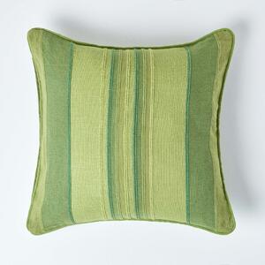 Homescapes Cotton Striped Green Cushion Cover Morocco , 45 x 45 cm