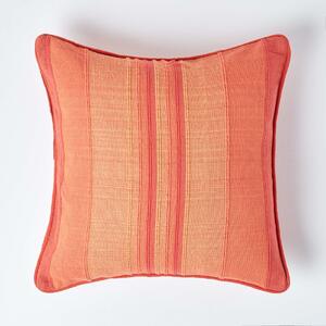 Cotton Striped Terracotta Cushion Cover Morocco , 60 x 60 cm