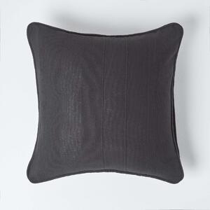 Homescapes Cotton Rajput Ribbed Black Cushion Cover, 60 x 60 cm