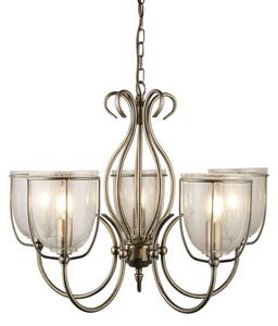 Searchlight 6355-5AB Silhouette 5 Light Ceiling Pendant In Antique Brass