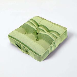 Homescapes Morocco Striped Cotton Floor Cushion Green