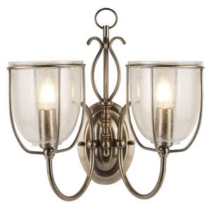 Searchlight 6352-2AB Silhouette 2 Light Wall Light In Antique Brass