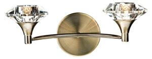 Dar LUT0975 Luther 2 Light Crystal Wall Light in Antique Brass