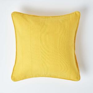 Cotton Rajput Ribbed Yellow Cushion Cover, 45 x 45 cm