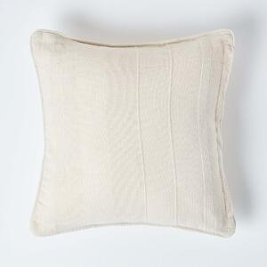 Homescapes Cotton Rajput Ribbed Natural Cushion Cover, 60 x 60 cm