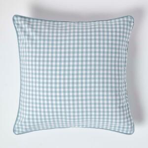 Homescapes Cotton Gingham Check Blue Cushion Cover, 60 x 60 cm