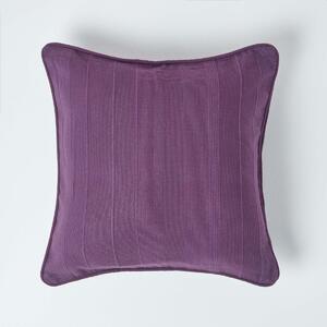 Homescapes Cotton Rajput Ribbed Purple Cushion Cover, 45 x 45 cm