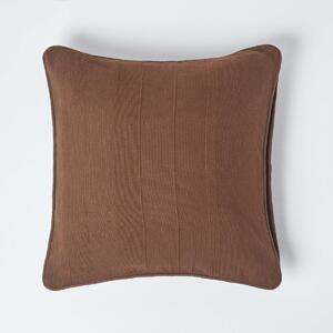 Homescapes Cotton Rajput Ribbed Chocolate Cushion Cover, 60 x 60 cm