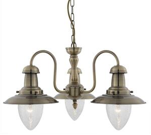 Searchlight 5333-3AB Fisherman 3 Light Ceiling Pendant Light In Antique Brass
