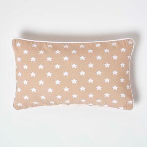 Homescapes Cotton Beige Stars Rectangular Cushion Cover, 30 x 50 cm