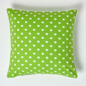 Homescapes Cotton Green Stars Cushion Cover, 60 x 60 cm