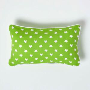 Homescapes Cotton Green Stars Rectangular Cushion Cover, 30 x 50 cm