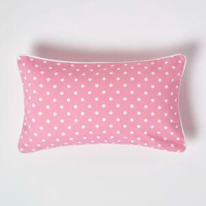 Homescapes Cotton Pink Polka Dots Rectangular Cushion Cover,30 x 50 cm