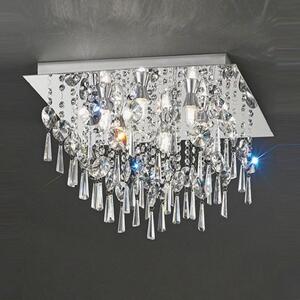 Franklite CF5722 Square 6 Light Crystal Bathroom Flush Ceiling Light