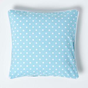 Homescapes Cotton Blue Polka Dots Cushion Cover, 45 x 45 cm