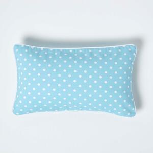 Homescapes Cotton Blue Polka Dots Rectangular Cushion Cover,30 x 50 cm