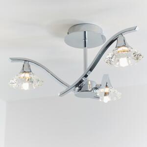 Endon LANGELLA-3CH 3 Light Polished Chrome Semi Flush Ceiling Light