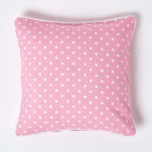 Homescapes Cotton Pink Polka Dots Cushion Cover, 45 x 45 cm