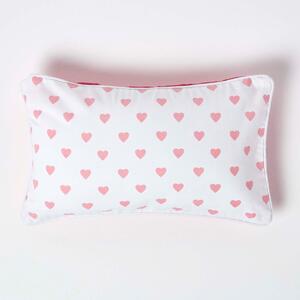 Homescapes Cotton Pink Hearts Rectangular Cushion Cover, 30 x 50 cm