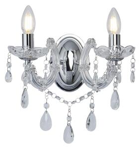 Searchlight 399-2 Marie Therese 2 Light Crystal Wall Light In Polished Chrome