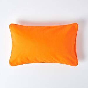 Homescapes Cotton Plain Orange Rectangular Cushion Cover, 30 x 50 cm