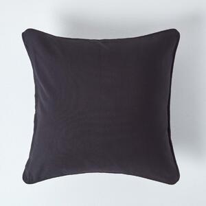 Homescapes Cotton Plain Black Cushion Cover, 45 x 45 cm