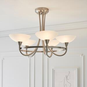 Endon CAGNEY-5SC 5 Light Glass & Satin Chrome Ceiling Light