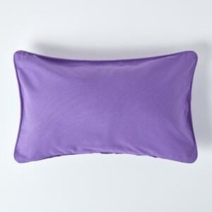 Homescapes Cotton Plain Purple Rectangular Cushion Cover, 30 x 50 cm