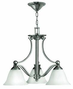 HK/BOLLA3 3 Light Brushed Nickel & Opal Glass Pendant