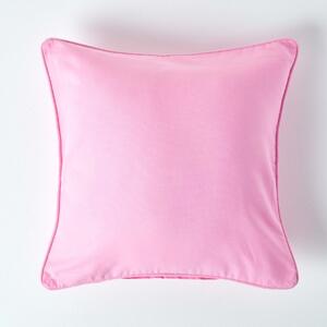 Homescapes Cotton Plain Pink Cushion Cover, 60 x 60 cm