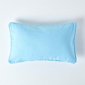 Homescapes Cotton Plain Blue Rectangular Cushion Cover, 30 x 50 cm