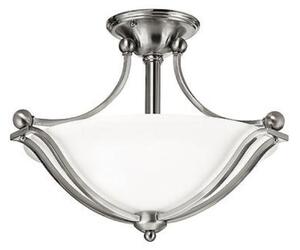 HK/BOLLA/SF 2 Light Brushed Nickel & Glass Semi Flush Light