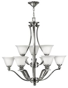 HK/BOLLA9 9 Light Brushed Nickel & Opal Glass Chandelier