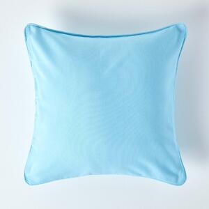 Homescapes Cotton Plain Blue Cushion Cover, 45 x 45 cm