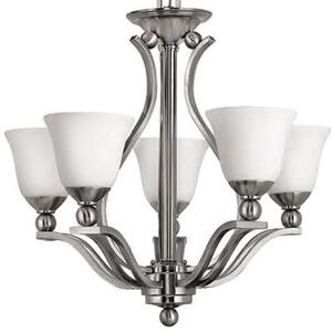HK/BOLLA5 5 Light Brushed Nickel & Opal Glass Chandelier