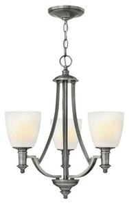 HK/TRUMAN3 3 Light Antique Nickel & Glass Modern Chandelier