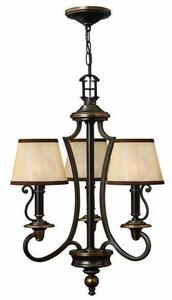 HK/PLYMOUTH3 3 Light Vintage Chandelier in Olde Bronze