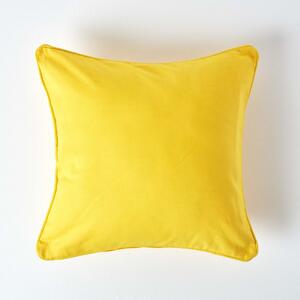 Homescapes Cotton Plain Yellow Cushion Cover, 30 x 30 cm