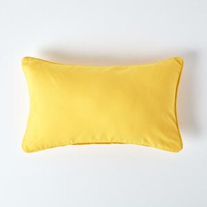 Homescapes Cotton Plain Yellow Rectangular Cushion Cover, 30 x 50 cm