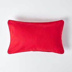 Homescapes Cotton Plain Red Rectangular Cushion Cover, 30 x 50 cm