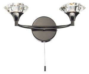 Dar LUT0967 Luther 2 Light Black Chrome Crystal Wall Light