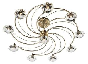Dar LUT2375 Luther 10 Light Antique Brass Semi Flush Ceiling Light