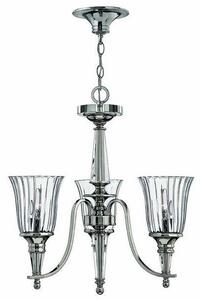 HK/CHANDON3 3 Light Stirling & Crystal Ribbed Chandelier