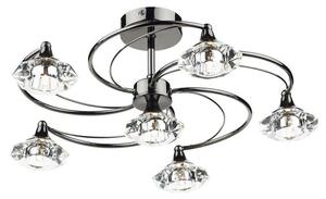 Dar LUT0667 Luther 6 Light Semi Flush Ceiling Light in Black Chrome