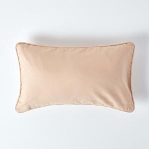 Homescapes Cotton Plain Beige Rectangular Cushion Cover, 30 x 50 cm