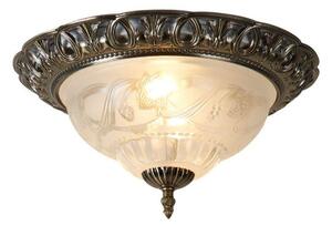 Searchlight 7045-13 Flush Ceiling Light In Antique Brass With Glass Diffuser