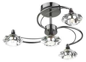 Dar LUT0467 Luther 4 Light Semi Flush Ceiling Light in Black Chrome