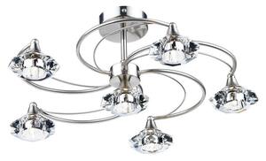 Dar LUT0646 Luther 6 Light Satin Chrome Semi Flush Ceiling Light