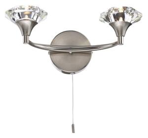 Dar LUT0946 Luther 2 Light Satin Chrome Crystal Wall Light