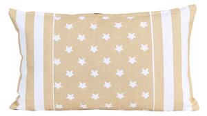 Cotton Beige Stripe Border and Stars Rectangular Cushion Cover,30x50cm